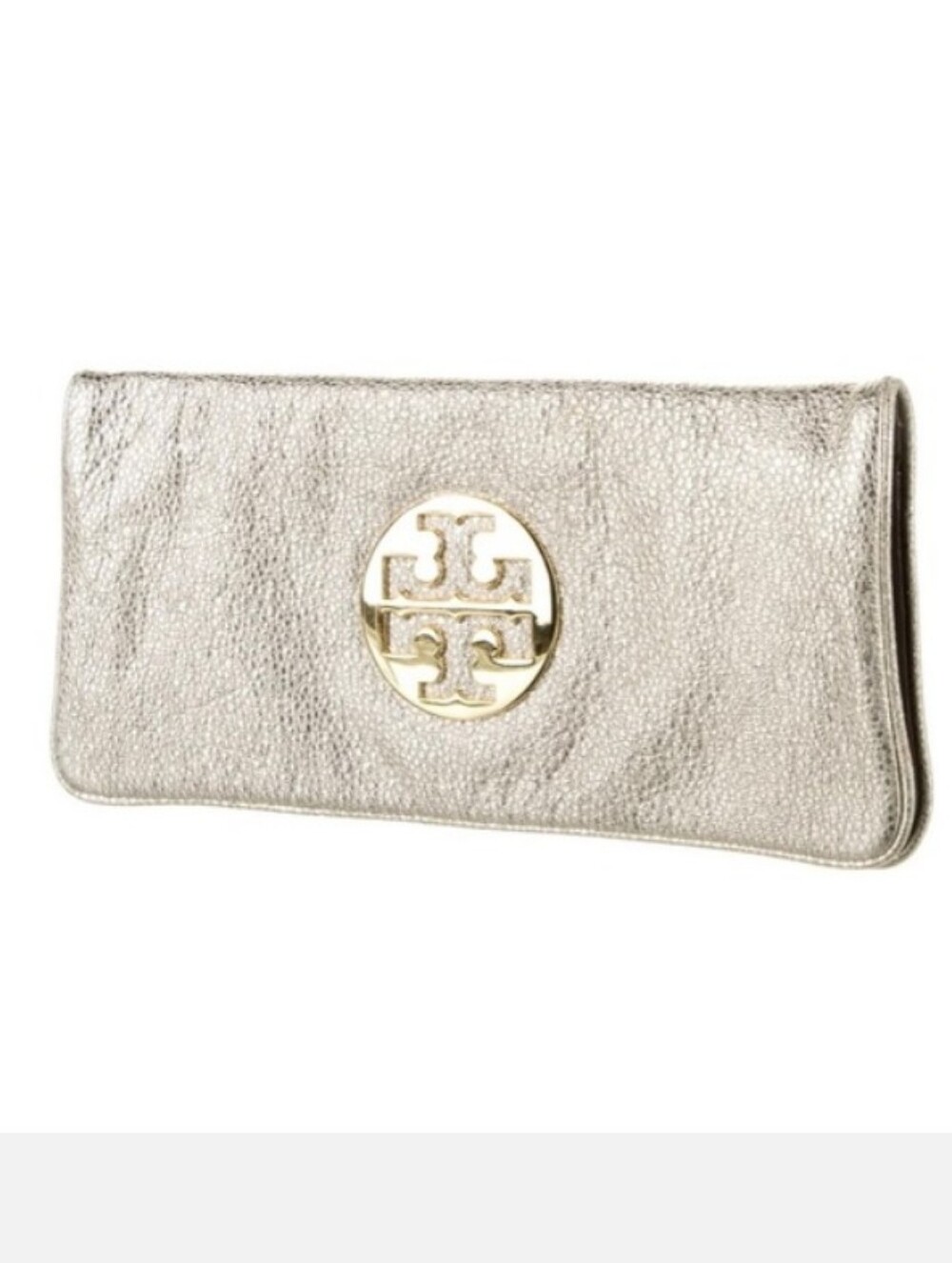 Tory Burch Metallic Gold Logo Clutch - Picture 7 of 16